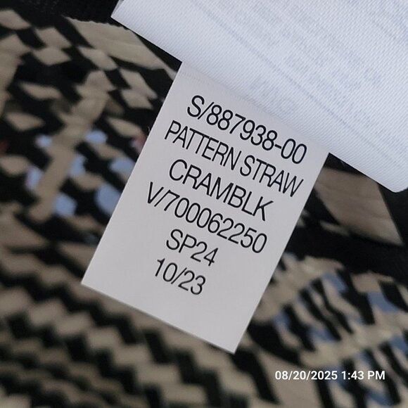 BANANA REPUBLIC Western Hat Black White Straw Womens M/L Adjustable - Picture 6 of 6